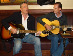 Dublin sing song in Meagher's Ballybough, film crew present..